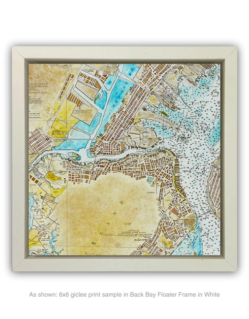 New York Harbor Nautical Chart | Framed Giclee Print on Canvas